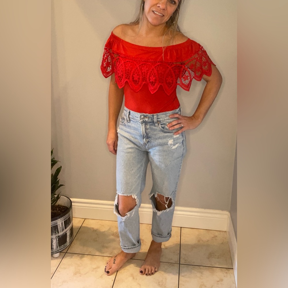 Off the shoulder body suit